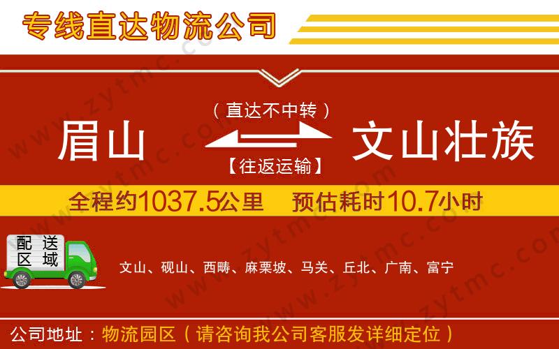 眉山到文山壯族苗族自治州物流專線