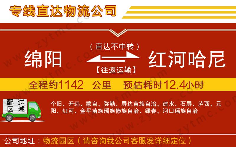 綿陽到紅河哈尼族彝族自治州物流專線